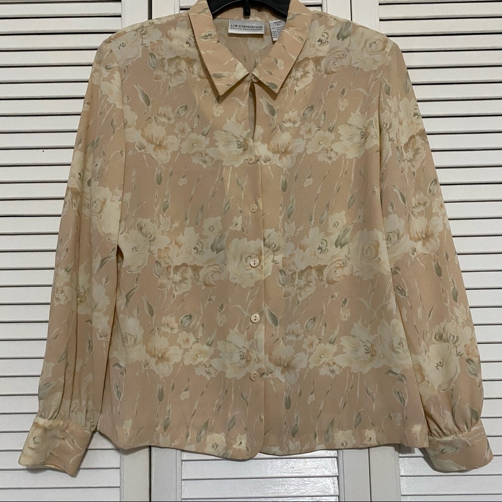 Liz Claiborne pink floral blouse 90s / 2000s